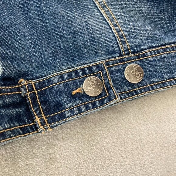 Est 1989 Place Blue Stone Washed Distressed Jean Denim Button Up Jacket L 10/12 - Picture 6 of 10